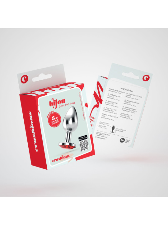 PLUG ANAL JOIA BIJOU VERMELHO MÉDIO CRUSHIOUS COM BOLSA AVELUDADA GRÁTIS