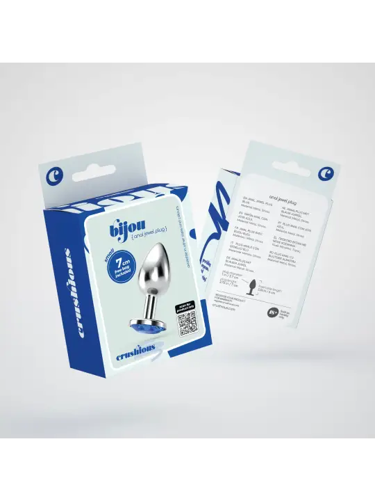 PLUG ANAL JOIA BIJOU AZUL PEQUENO CRUSHIOUS COM BOLSA AVELUDADA GRÁTIS