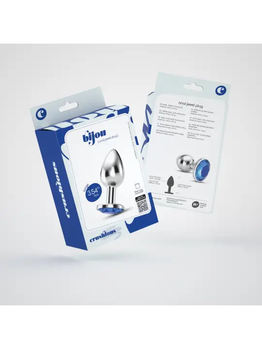 PLUG ANAL JOIA BIJOU AZUL GRANDE CRUSHIOUS COM BOLSA AVELUDADA GRÁTIS