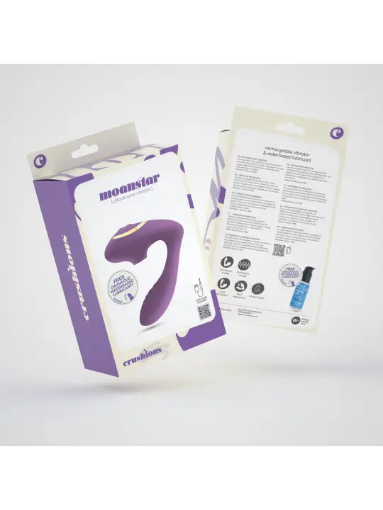 ESTIMULADOR RECARREGÁVEL MOANSTAR COM OFERTA DE LUBRIFICANTE À BASE DE ÁGUA CRUSHIOUS
