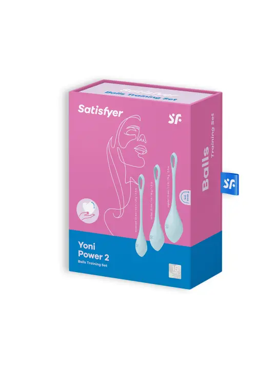 CONJUNTO DE 3 BOLAS KEGEL YONI POWER 2 SATISFYER AZUIS