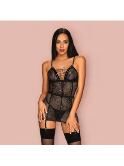 CAMISA DE NOITE E TANGA BASITTA OBSESSIVE PRETA