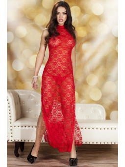 CAMISA DE NOITE E TANGA CR-3506 VERMELHA