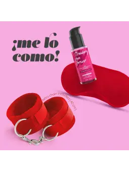 ME LO COMO CONJUNTO DE ALGEMAS DE VELCRO + VENDA ACETINADA E LUBRIFICANTE BEIJÁVEL DE MORANGO CRUSHIOUS