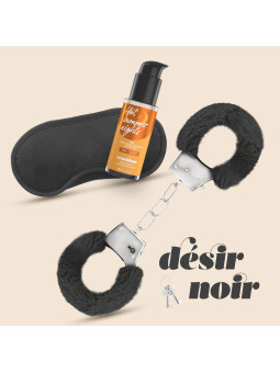 DÉSIR NOIR CONJUNTO DE ALGEMAS + VENDA ACETINADA E LUBRIFICANTE COM EFEITO CALOR CRUSHIOUS