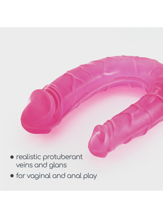 DEEP DIVER DILDO DUPLO COM LUBRIFICANTE ANAL 50ML CRUSHIOUS ROSA