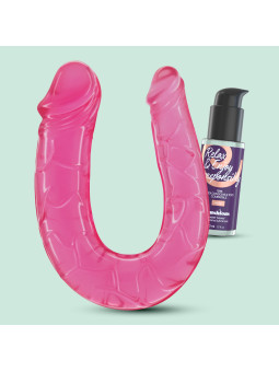 DEEP DIVER DILDO DUPLO COM LUBRIFICANTE ANAL 50ML CRUSHIOUS ROSA