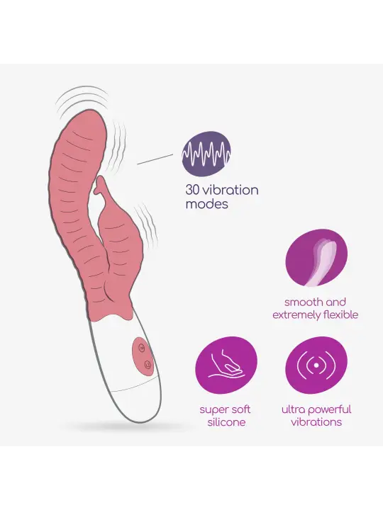 VIBRADOR COM ESTIMULADOR DE CLITÓRIS GUMMIE ROSA E LUBRIFICANTE À BASE DE ÁGUA INCLUÍDO CRUSHIOUS