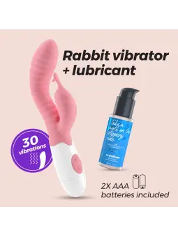 VIBRADOR COM ESTIMULADOR DE CLITÓRIS GUMMIE ROSA E LUBRIFICANTE À BASE DE ÁGUA INCLUÍDO CRUSHIOUS