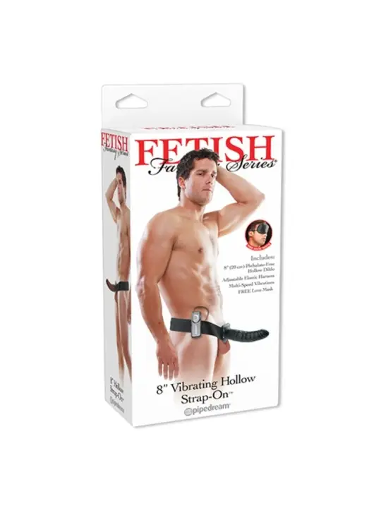 STRAP-ON OCO COM VIBRAÇÃO 8'' VIBRATING HOLLOW FETISH FANTASY SERIES PRETO
