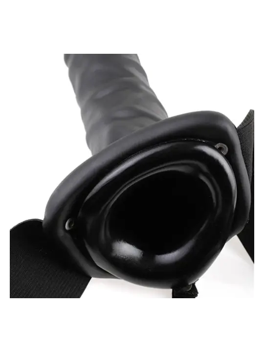 STRAP-ON OCO COM VIBRAÇÃO 8'' VIBRATING HOLLOW FETISH FANTASY SERIES PRETO
