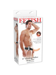 STRAP-ON OCO COM VIBRAÇÃO 8'' VIBRATING HOLLOW FETISH FANTASY SERIES BRANCO
