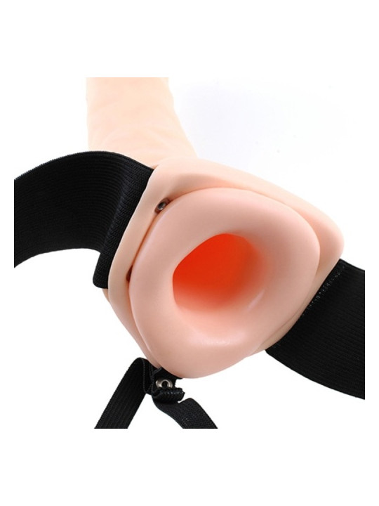 STRAP-ON OCO COM VIBRAÇÃO 8'' VIBRATING HOLLOW FETISH FANTASY SERIES BRANCO