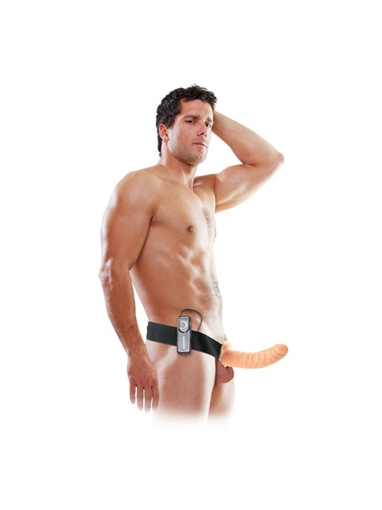 STRAP-ON OCO COM VIBRAÇÃO 8'' VIBRATING HOLLOW FETISH FANTASY SERIES BRANCO