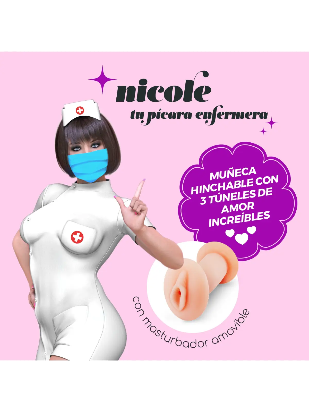 NICOLE LA ENFERMERA BONECA INSUFLÁVEL COM MASTURBADOR CRUSHIOUS