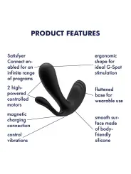 ESTIMULADOR DO PONTO-G E ANAL TOP SECRET + COM APP SATISFYER PRETO
