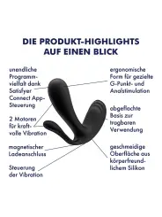 ESTIMULADOR DO PONTO-G E ANAL TOP SECRET + COM APP SATISFYER PRETO
