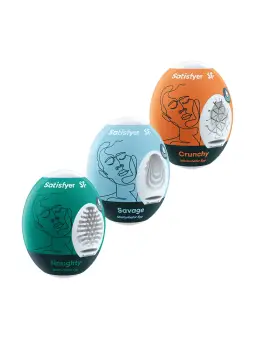 PACK DE 3 MASTURBADOR MASTURBATOR EGG NAUGHTY, SAVAGE E CRUNCHY SATISFYER