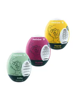 PACK DE 3 MASTURBADOR MASTURBATOR EGG RIFFLE, BUBBLE E FIERCE SATISFYER