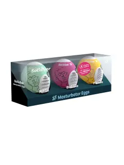 PACK DE 3 MASTURBADOR MASTURBATOR EGG RIFFLE, BUBBLE E FIERCE SATISFYER